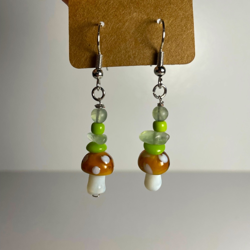 Mini mushroom earrings.